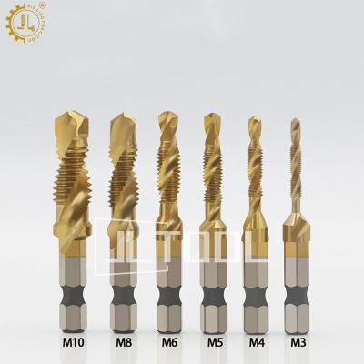 China Electric Drill Tapping And Drilling Machine Compound Titanium Screw Thread Inline Metric Tap M3-M10 HSS Tap for sale