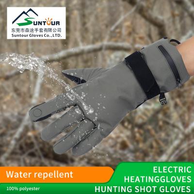 China Outdoor Hunting Work 2022 100% Polyester Water Repellent PU Electric Heated Gloves With Rechargeable Battery For Hunting for sale