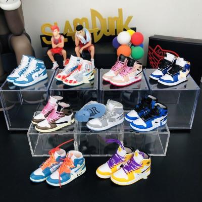 China Wholesale PVC Rubber Basketball AJ Ring Main Set With Box Shoe Keychains Ordan Volume And Bag Mini Sneaker 3d J for sale