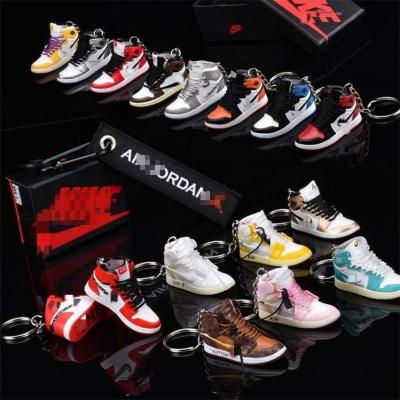 China Sneaker 3D 1/6 PVC Llaveros main chain accessories ordan aj high quality soft cute rubber main chain j rubber for sale