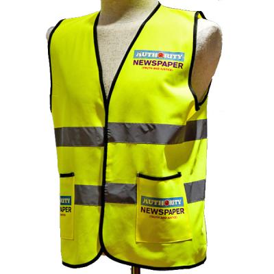 China Water Proof 2 Pockets Safety Vest Yellow Adults Reflective Vest For Work Wear Safety Promotional Vest for sale