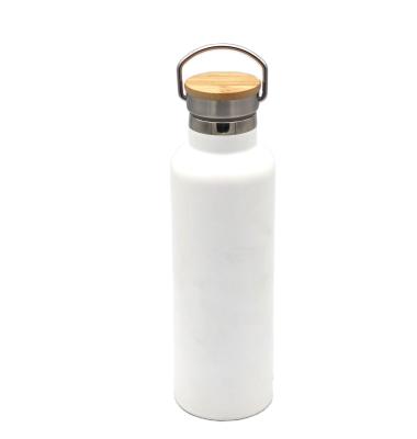 China BPA Free Viable Double Wall Stainless Steel Sport Water Bottle High Quality Vacuum Insulated Flask With Wooden Lid for sale