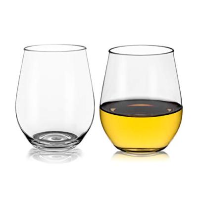 China Free Reusable Plastic Stemless Tumbler Personalized Unique Reusable Unbreakable Tritan Wine Glass Family Party BPA Wine Glass for sale