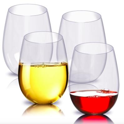 China Reusable Unbreakable Stemless Reusable Plastic Wine Glass Family Party Wine PET Glass Set 4 for sale