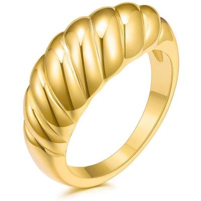 China No Lead Free 14k Nickel Lead Free 925 Gold Silver Twisted Ring Geometric Smooth Crescent Twisted Ring for sale