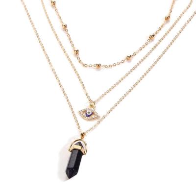 China No Nickel Initial Lead Free Necklace Multilayer Necklace, Crystal Demon's Eye Pendant Necklace for sale