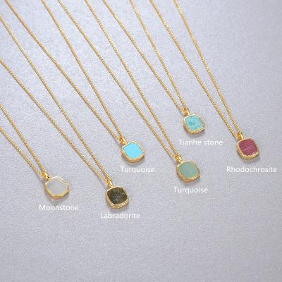 China TRENDY Original 925 Sterling Silver 18K Gold Plated Fashion Gemstone Pendant Necklace for sale