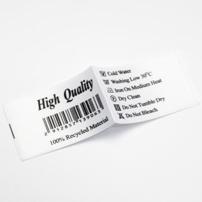 China Custom not fade clear plastic printing label wash care label for mattress for sale