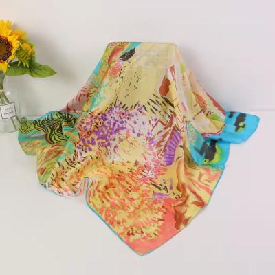 China 90x90cm Polyester Square Imitation Square Square Satin Scarf 100% Silk Headband For Summer 35gsm for sale