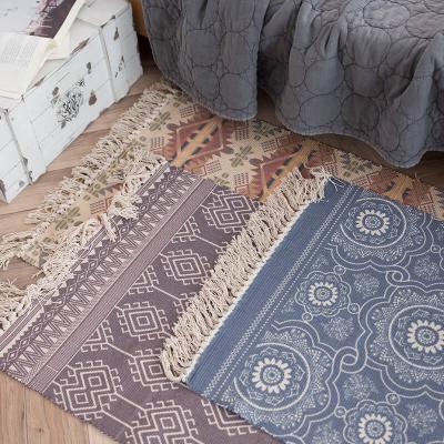 China European and American Bohemian Geometric Cotton Style Tassel Weaving Carpet Living Room and Bedroom Carpet for sale