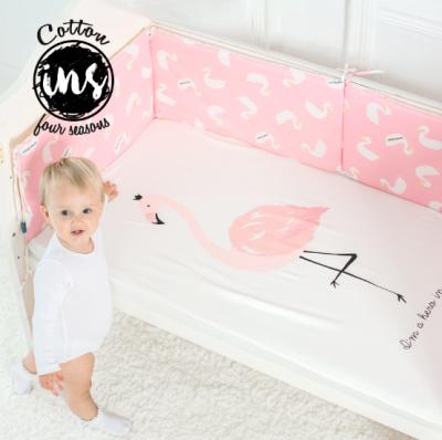 China Anti-Pull 100% Cotton Flamingos Cartoon Printing 100% Baby Fitted Crib Sheet for sale