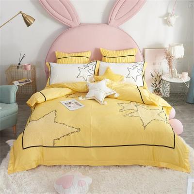 China Anti-Pull 60S Embroidered Long Staple Cotton Comforter Cover Stars Four-Piece Set Sheet Single Double Size for sale