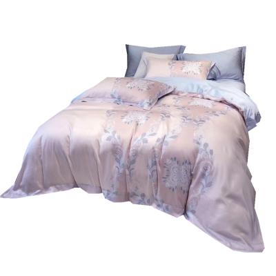 China Simple Pink Flower Tencel Bedding Set 60s Tencel Bedding Set for sale