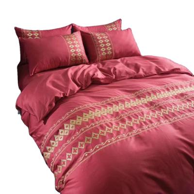 China Nondisposable Sheet Bohemian Pillowcase Embroidery Cotton 40s Geometric Bedding Sets for sale