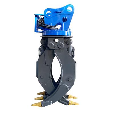 China Farms Excavator Hydraulic Rotating Log Grapple Suits For 20 Ton Excavator for sale