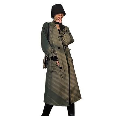 China Customized spring autumn anti-shrink ladies overcoat plus size women long trench coat jacket for women for sale