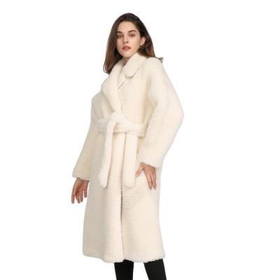 China parride customized wool abrigo fur overcoat plus size women fashionable winter fur jacket long trench coat for ladies for sale