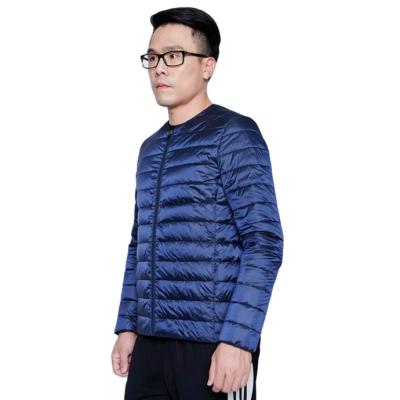 China Wholesale Thin Ultra Light V-Neck Waterproof Warm Plus Size Men's Winter Striper Jacket Nylon Duck Down for sale