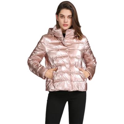 China Ladies Anti Shrink Plus Size Women Winter Jacket Bubble Coat Pink 2021 Customized Hooded Stripper Down Casual Full Woven Polyester OEM Service for sale