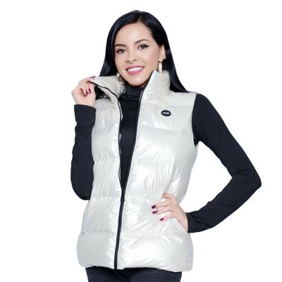 China Waterproof Wholesale Warm Shiny Sliver Padded Women Winter Warm Bubble Vest Vest for sale