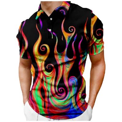 China 3D Printing Men's Fashion Polo Shirt Anti-wrinkle Casual Digital Wholesale Custom Pattern Short Sleeve Breathable Quick Drying for sale