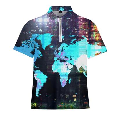 China Wholesale custom digital fashion casual zipper shirt Anti-wrinkle men's and women's polo shirt factory printing short-sleeved polo shirt for sale