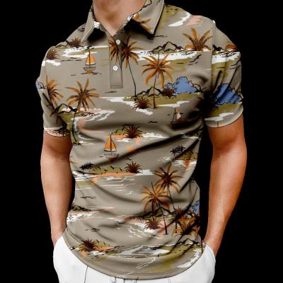 China Anti-wrinkle Hawaiian beach polo shirt summer 3D number printing men's and women's factory wholesale custom pattern short sleeve for sale