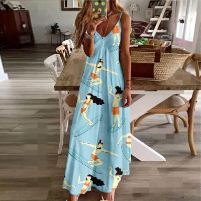 China Breathable Summer European and American 3D Loose Digital Printing Women's Dress Long Skirt Women's Beach Personality Custom Pattern for sale