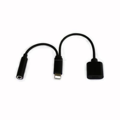 China For Headphones.mobile Phone High Quality Built-in Chip 2 In 1 Aux Cable Charger 8 Terminal To Earphone 3.5mm Jack Adapter For Apple Lightning for sale