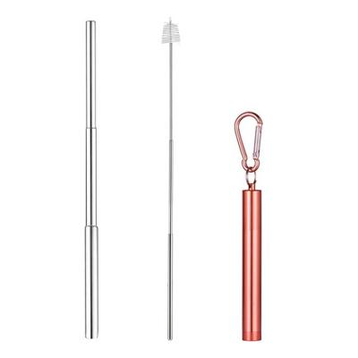 China Sustainable Reusable Retractable Retractable Metal Telescopic Folding Stainless Steel Drinking Straw for sale