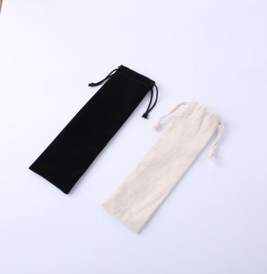 China Customized Recyclable Wholesale Straws Bags Cotton Canvas Tableware Pouch Bag for sale