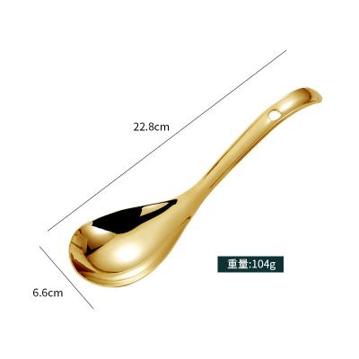 China Amazon Hot Sale 304 Home Fashion Stainless Steel Gold Serving Spoon Korean Stored Rice Soup Spoons for sale