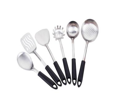 China 304 Matte Polishing Kitchen Accessories Tools Sale Stainless Steel Kitchen Utensils Set Silicone Stocked Handle Cooking Tool Kit for sale