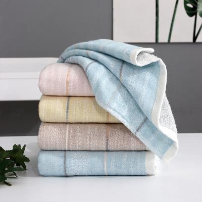 China Sustainable Wholesale Household Towels 34*72cm Quality Stripe Towel Cotton Bath Towel for sale