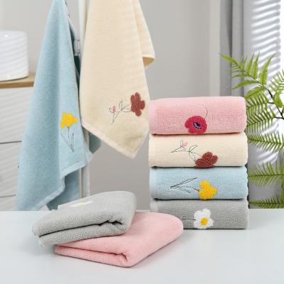 China Sustainable Pure Color Printed 100% Cotton Bath Towels Household Towel for sale