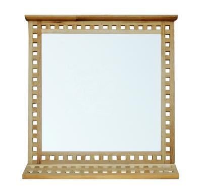 China Nordic Hot Sale Sturdy Solid Walnut Luminous Wooden Bathroom Wall Mounted Mirror for sale