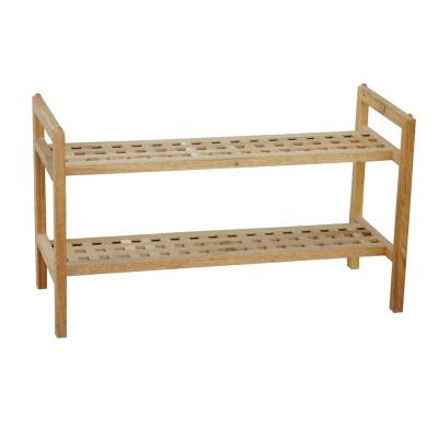 China Hot Selling Heavy Duty Solid Wood Oild 2 Tiers Walnut Storage Shoe Rack (Other) Adjustable for sale