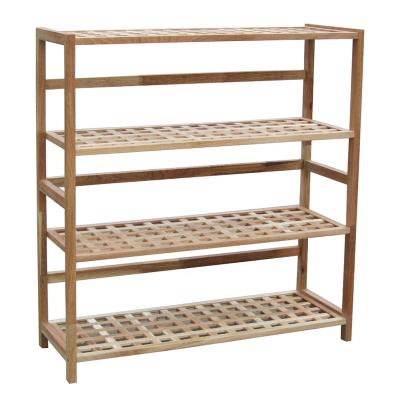 China Hot Sale Adjustable Durable 4 Tiers Solid Oiled Walnut(Others) Wooden Shoe Racks For Home Use for sale