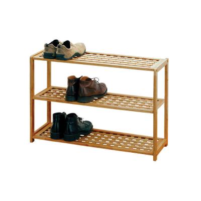 China Hot Selling 3 Tier Walnut Wood Storage Shoe Rack Heavy Duty Solid Oiled Shelf (The Other) Adjustable for sale