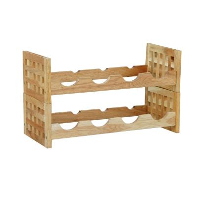 China Hot Selling Durable Solid Oiled Wooden Walnut Wine Rack 8 Stackable Bottle Convertible for sale