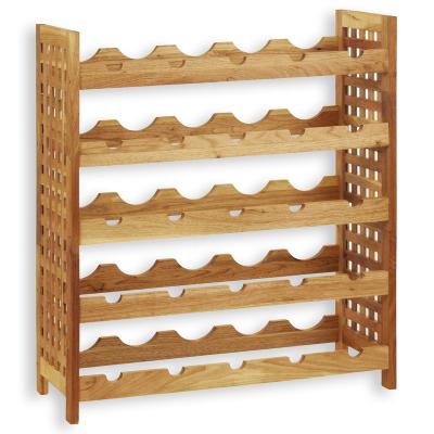 China 5 Tier Rack Walnut Wood Wine Bottle Convertible Solid 25 Bottles for sale