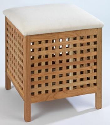 China New Design Durable Solid Walnut Bathroom Stool Storage Wood Stool With Cushion for sale