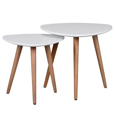 China Hot Sale Eco-friendly Beech Wood Coffee Table Side Table Durable Solid End Table With White Paint MDF Top for sale