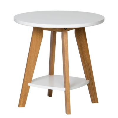 China Hot Sale Adjustable Small Oak Wood Legs 2 Row End Table Durable Solid Round Decorative Coffee Table (Other) With White MDF Top for sale