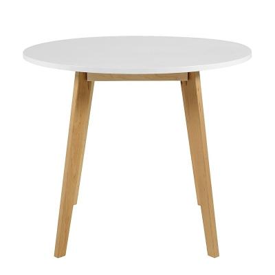 China Hot Selling Resonant Durable Solid Wood Birch Table Round Dining Table Convertible With White MDF Top For 4 Person for sale