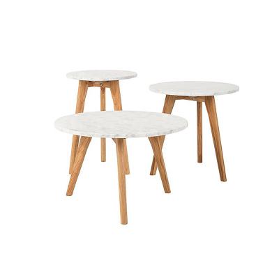 China Extendable White Paint OAK 3pcs Solid Wood Coffee Table Set 3 Leg Walnut Living Room Side Table End Table for sale