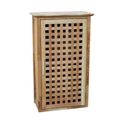 China Nordic Environmental Friendly Hot Sale Solid Walnut Wood Wall Mounted Bathroom Vanity With Door Storage Cabinet for sale