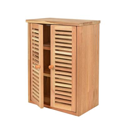 China Wooden Organizer Free Standing Nordic Traditional Solid Walnut Living Room Storage Cabinet Expandable with 2 Doors for sale