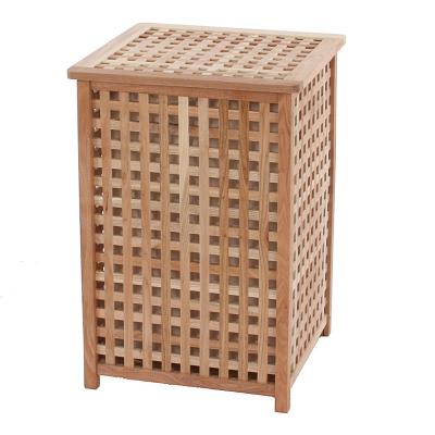 China Dismantled Hot Selling Solid Wood Walnut Storage Oiled Laundry Basket Hoop With Single Cotton Bag for sale