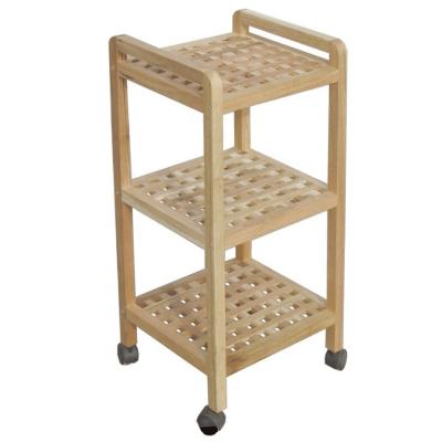 China Bestselling Durable Wooden Movable Standing Type 3 Tier Bathroom Corner Shower Towel Shelf for sale